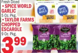 C Town • SPICE WORLD GARLIC • TAYLOR FARMS CHOPPED ESCAROLE offer