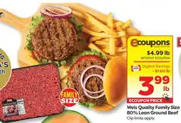 Weis Markets Weis Quality Family Size 80% Lean Ground Beef offer