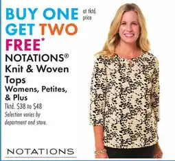 Boscov's NOTATIONS Knit & Woven Tops offer