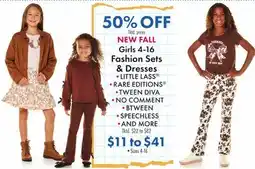 Boscov's NEW FALL Girls 4-16 Fashion Sets & Dresses offer