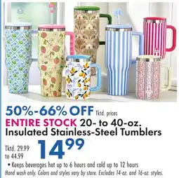 Boscov's ENTIRE STOCK 20- to 40-oz. Insulated Stainless-Steel Tumblers offer