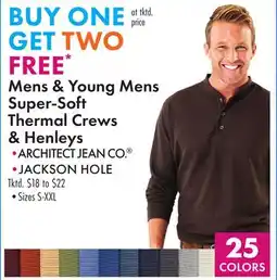 Boscov's Mens & Young Mens Super-Soft Thermal Crews & Henleys offer