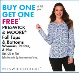 Boscov's PRESWICK & MOORE Fall Tops & Bottoms offer
