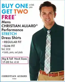 Boscov's REGULAR FIT or SLIM FIT Mens CHRISTIAN AUJARD Performance STRETCH Dress Shirts offer
