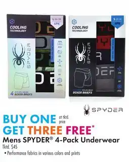 Boscov's Mens SPYDER 4-Pack Underwear offer
