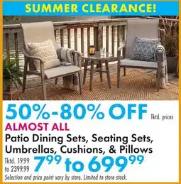 Boscov's Patio Dining Sets, Seating Sets, Umbrellas, Cushions, & Pillows offer