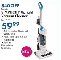 Boscov's SIMPLICITY Upright Vacuum Cleaner offer
