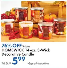 Boscov's HOMEWICK 14-oz. 3-Wick Decorative Candle offer