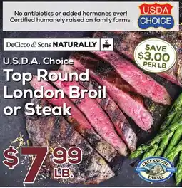 DeCicco & Sons U.S.D.A. Choice Top Round London Broil or Steak offer