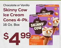DeCicco & Sons Chocolate or Vanilla Skinny Cow Ice Cream Cones 4-Pk offer