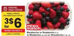 ACME Blackberries or Raspberries 6 oz. or Blueberries dry pint or Strawberries 1 lb. ctn offer