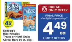 ACME Kellogg's Rice Krispies Treats or Nutri Grain Cereal Bars offer