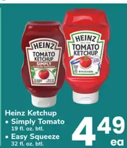 ACME Heinz Ketchup Simply Tomato 19 fl. oz. btl. or Easy Squeeze 32 fl. oz. btl offer