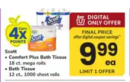 ACME Scott Comfort Plus Bath Tissue 18 ct. mega rolls, Bath Tissue 12 ct., 1000 sheet rolls offer