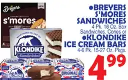 Bravo Supermarkets BREYERS S'MORES SANDWICHES, KLONDIKE ICE CREAM BARS offer