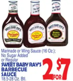 Bravo Supermarkets SWEET BABY RAY'S BARBECUE SAUCE 18.5-28 Oz. Btl offer