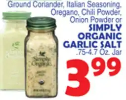 Bravo Supermarkets SIMPLY ORGANIC GARLIC SALT offer