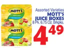 Bravo Supermarkets MOTT'S JUICE BOXES offer