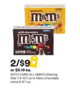 CVS ALL M&M's Sharing Size 7.4-10.1 oz or Mars chocolate minis 8-9.7 oz offer