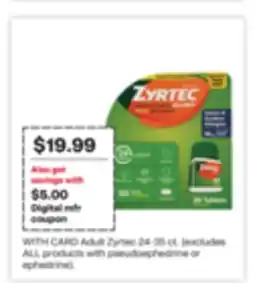CVS Adult Zyrtec 24-35 ct. (excludes ALL products with pseudoephedrine or ephedrine) offer