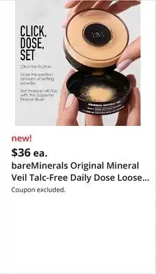 JC Penney bareMinerals Original Mineral Veil Talc-Free Daily Dose Loose Setting Powder offer