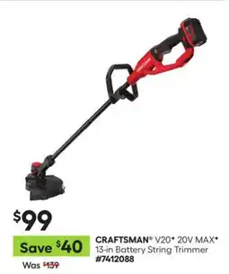 Lowe's V20 20V MAX 13-in Battery String Trimmer offer