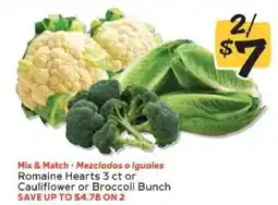 Winn Dixie Romaine Hearts, Cauliflower, or Broccoli Bunch offer