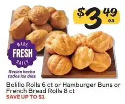 Winn Dixie Bolillo Rolls 6 ct or Hamburger Buns or French Bread Rolls 8 ct offer