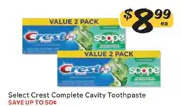 Winn Dixie Select Crest Complete Cavity Toothpaste offer