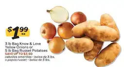 Winn Dixie 3 lb Bag Know & Love Yellow Onions or 5 lb Bag Russet Potatoes offer