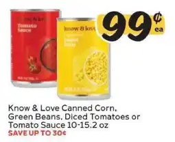 Winn Dixie Know & Love Canned Vegetables offer
