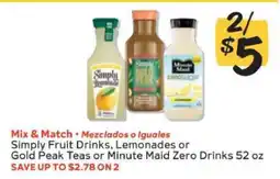 Winn Dixie Simply Fruit Drinks, Lemonades or Gold Peak Teas or Minute Maid Zero Drinks offer