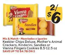 Winn Dixie Keebler Chips Deluxe, Mother's Animal Crackers, Kinderini, Sandies or Vienna Fingers Cookies offer