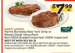 Winn Dixie Farms Boneless New York Strip or Ribeye Steak Value Pack offer
