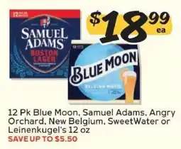 Winn Dixie 12 Pk Blue Moon, Samuel Adams, Angry Orchard, New Belgium, SweetWater or Leinenkugel's 12 oz offer