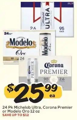 Winn Dixie 24 Pk Michelob Ultra, Corona Premier or Modelo Oro 12 oz offer