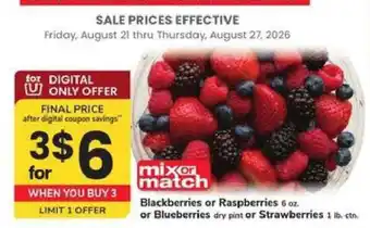Blackberries or Raspberries or Blueberries or Strawberries
