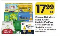 Safeway Corona, Heineken, Stella Artois, Modelo, Pacifico, Sierra Nevada or Surfside offer