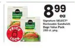 Safeway Signature SELECT Reclosable Sandwich Bags offer