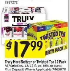 Stop&Shop Truly Hard Seltzer or Twisted Tea 12 Pack offer