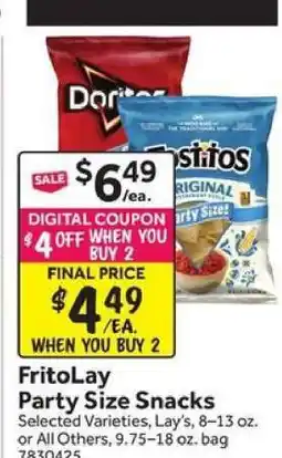 Stop&Shop FritoLay Party Size Snacks offer