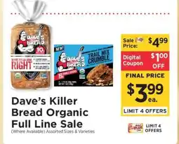 ShopRite Dave’s Killer Bread Organic Full Line Sale offer