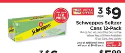 ShopRite Schweppes Seltzer Cans 12-Pack offer
