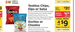 ShopRite Tostitos Chips, Dips or Salsa / Doritos or Cheetos offer