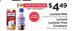 ShopRite Lactaid Milk / Lactaid Lactose Free Creamers offer