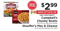 ShopRite Campbell’s Chunky Bowls / Stouffer’s Mac & Cheese offer