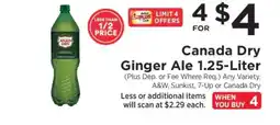 ShopRite Canada Dry Ginger Ale 1.25-Liter offer