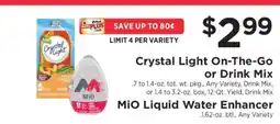 ShopRite Crystal Light On-The-Go or Drink Mix, MiO Liquid Water Enhancer offer