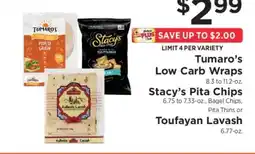 ShopRite Tumaro’s Low Carb Wraps, Stacy’s Pita Chips, Toufayan Lavash offer