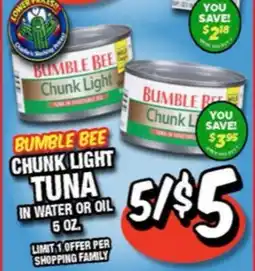 Western Beef BUMBLE BEE CHUNK LIGHT TUNA IN WATER OR OIL offer